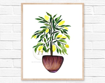 Lemon Tree Watercolor Art Print