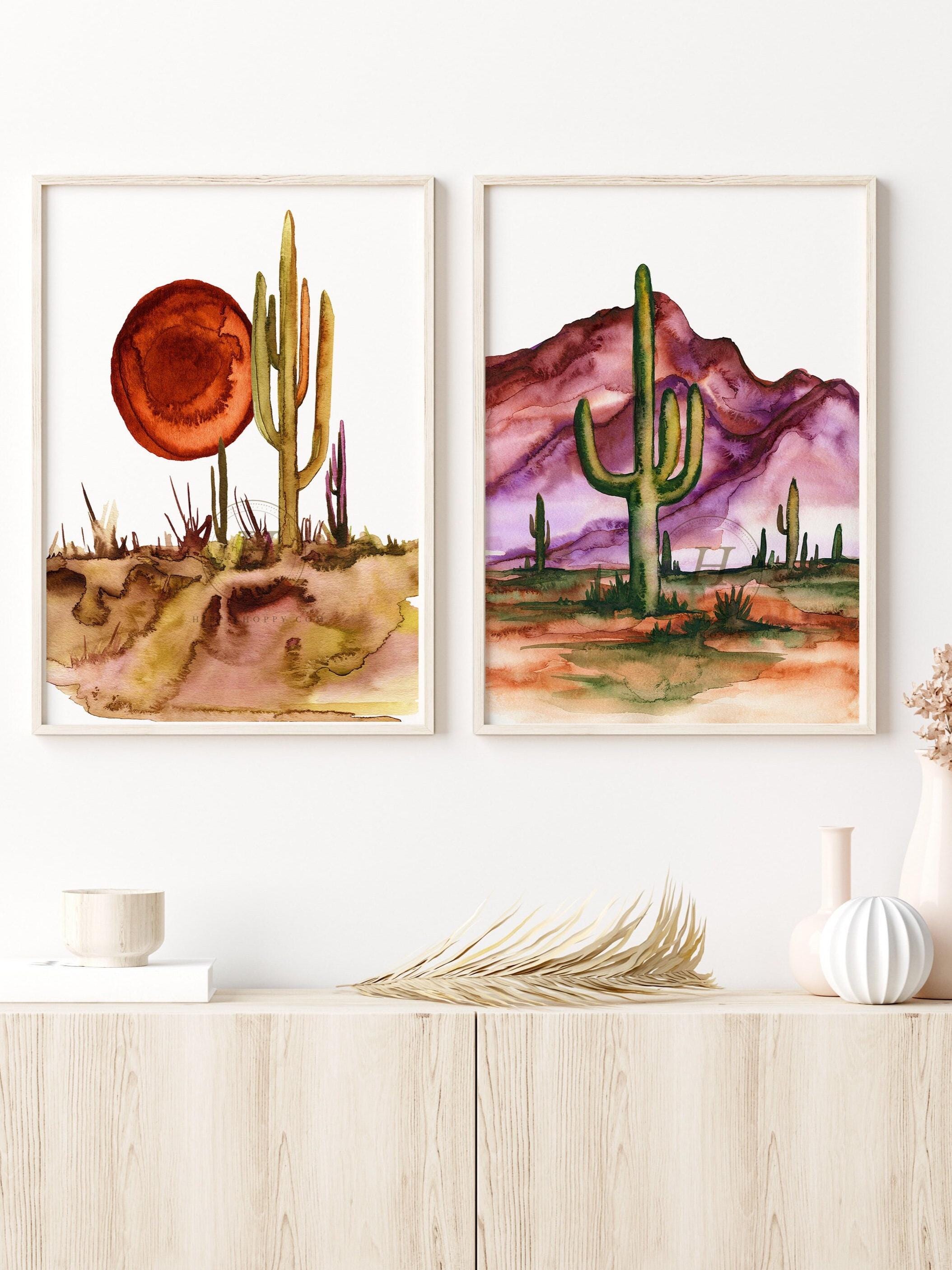 Desert Cactus Watercolor Art Print Set: Modern Southwest Decor - Etsy
