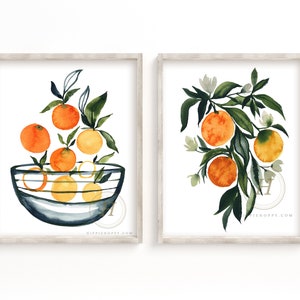 Oranges Art Watercolor Print set of 2