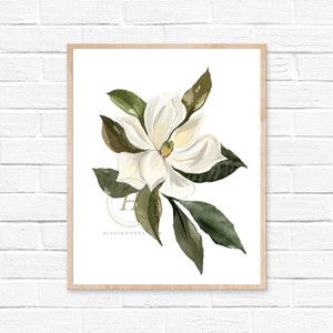 Magnolia Watercolor Print, Botanical Art, Flower painting, wall art