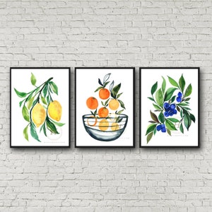 Fruit Watercolor Prints set of 3