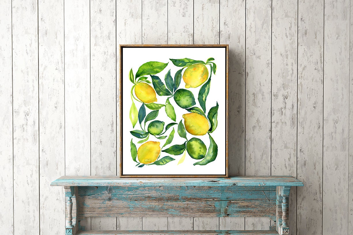 レモン水彩画プリント - Etsy 日本