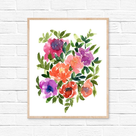 Flower Watercolor Print Floral Wall Art