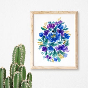 Loose floral art print, impressionist floral, colorful art, art for home