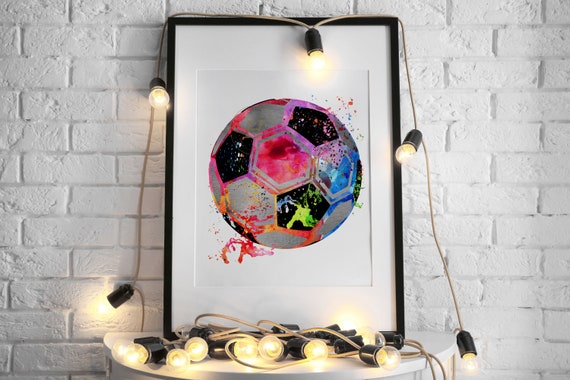 4 Stampe Su Tela Ad Acquerello – Calcio Superstar – Quadri Da Parete 20x20cm – Decorazione Sportiva Ispiratrice