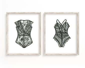 Lingerie prints set of 2