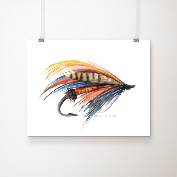 artwork using fishing lures and bobblers // Ink & Watercolor Lot Detail - [FOLK ART]