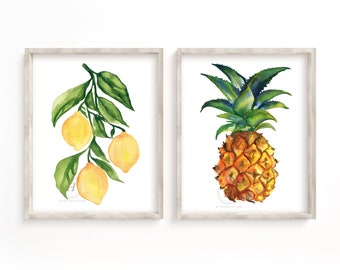Fruit Watercolor Print Set of 2