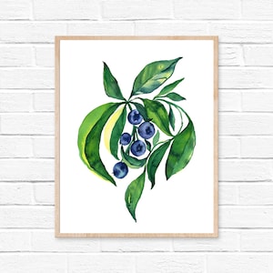 Blueberry Watercolor Print