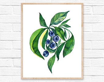 Heidelbeere Aquarell Druck