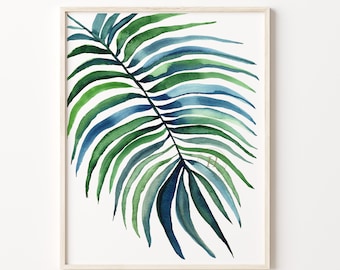 Muurkunst palmblad aquarelprint