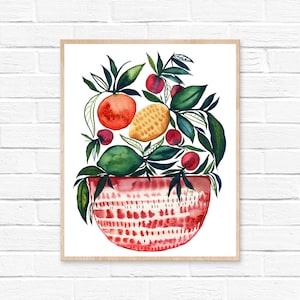 Fruit Print Watercolor Painting Kitchen Art