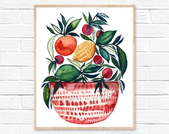 Fruit Print Watercolor Painting Kitchen Art - Etsy