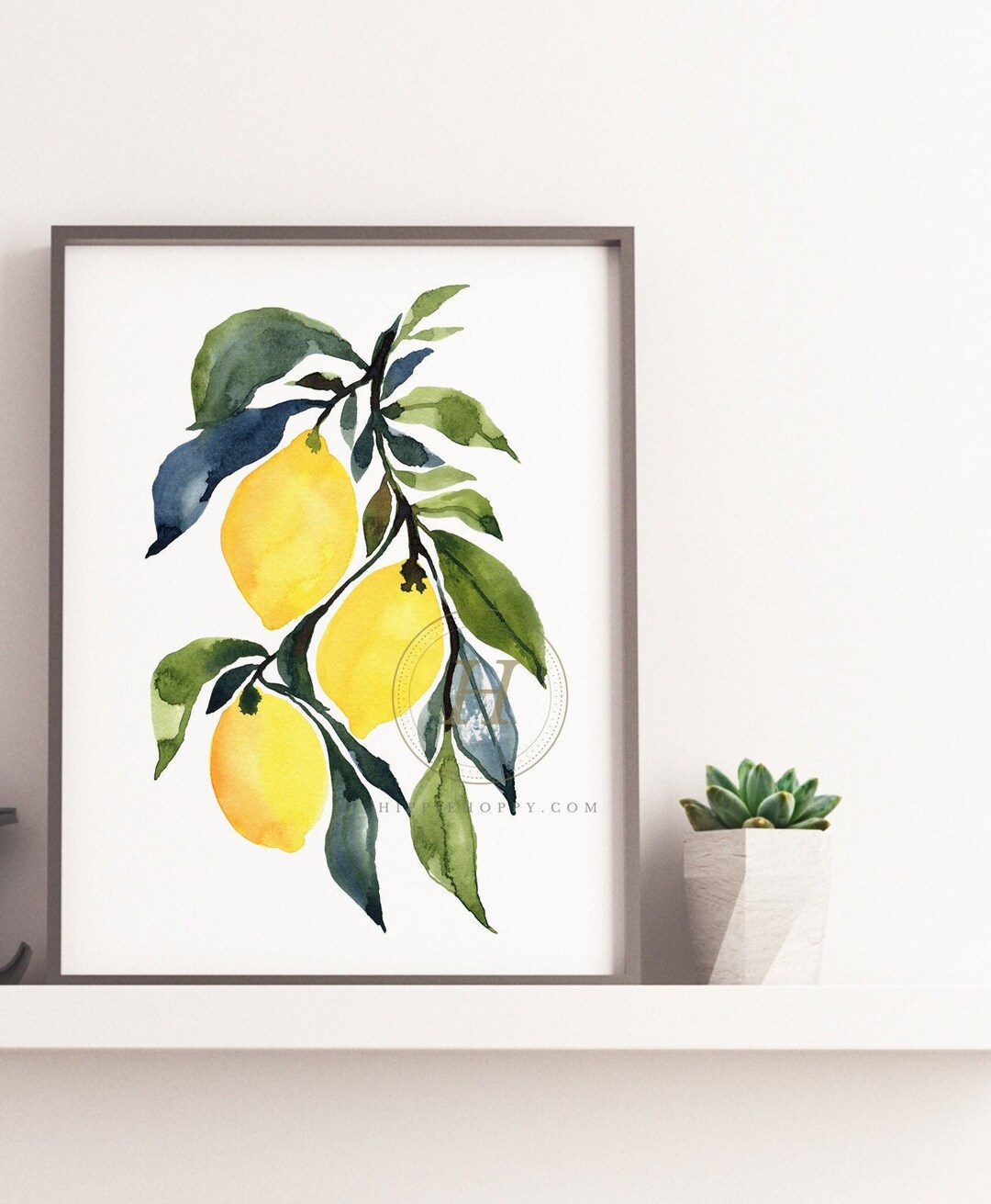 Lemon Painting Kitchen Wall Art Watercolor Lemon Painting Etsy