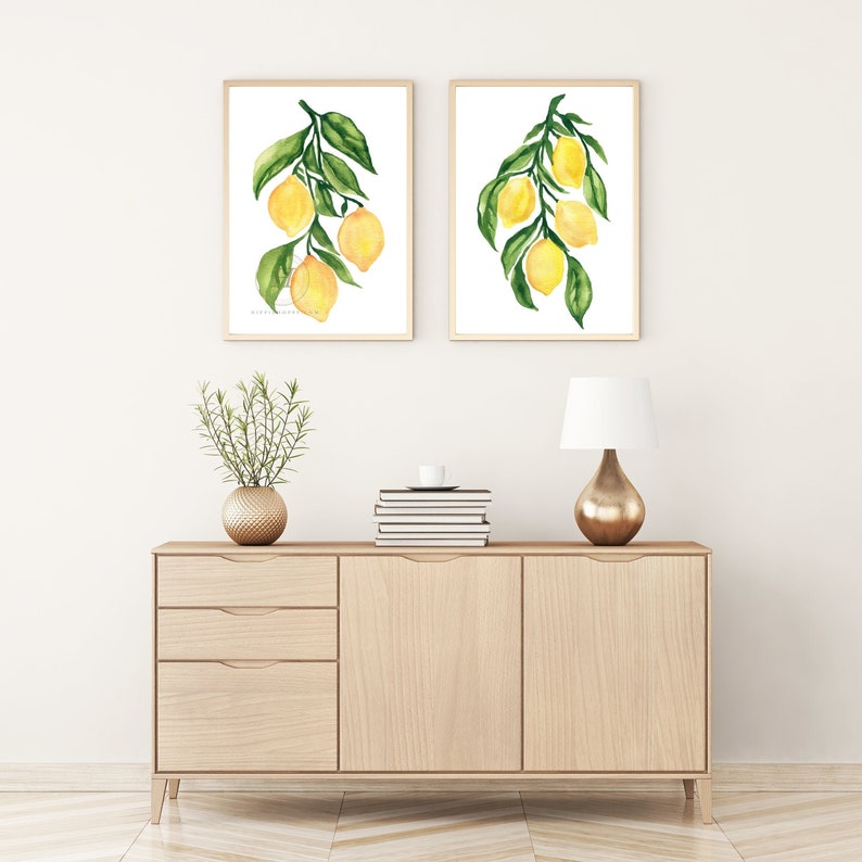Lemon Art Prints, Set of 2 by HippieHoppy image 1
