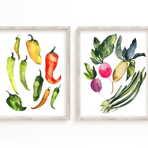 Vegetable Watercolor Print set of 2