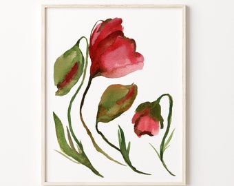 Red Poppy Watercolor Print