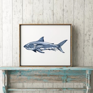Great White Shark Watercolor Print