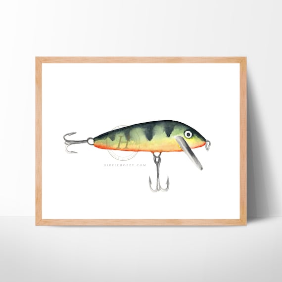 Fishing Lure Print Watercolor Lure Home Decor Etsy