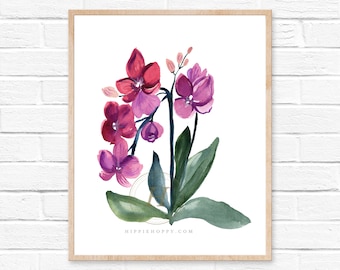 Wydruk akwarelowy z orchideą