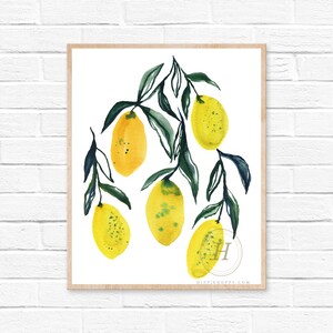 Lemon Watercolor Print Fruit Art