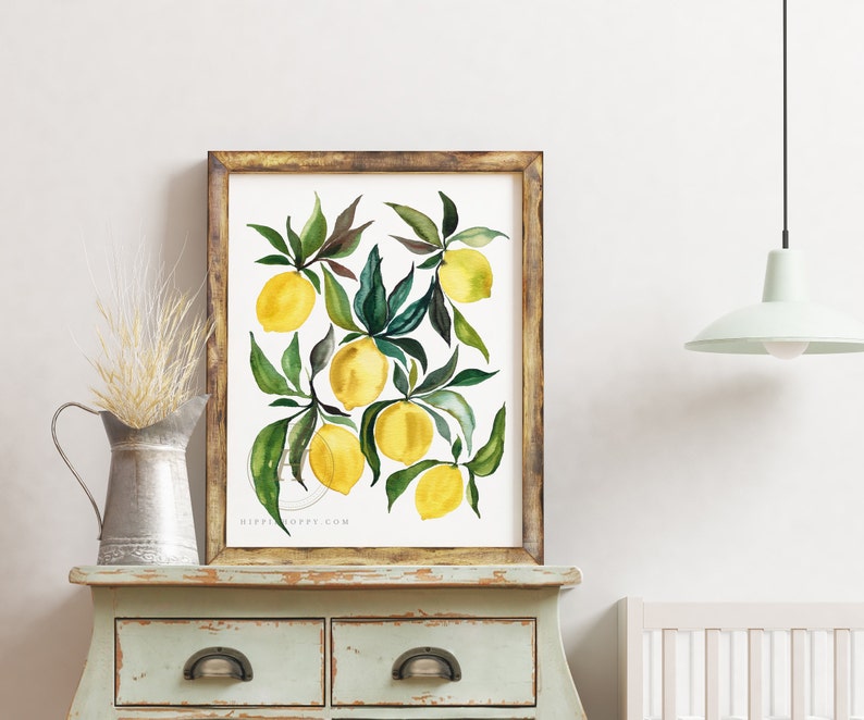 Lemon Watercolor Print Fruit Art - Etsy