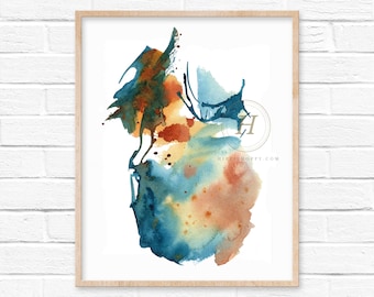 抽象的な錆の水彩画プリント - Etsy 日本