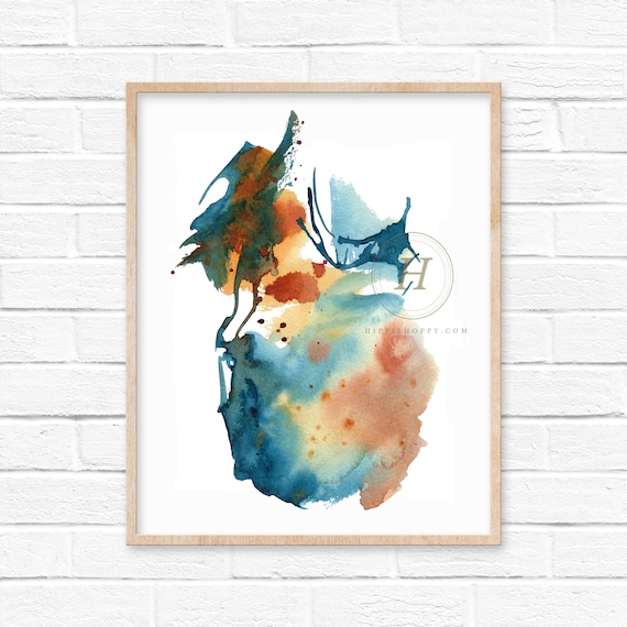 抽象的な錆の水彩画プリント - Etsy 日本