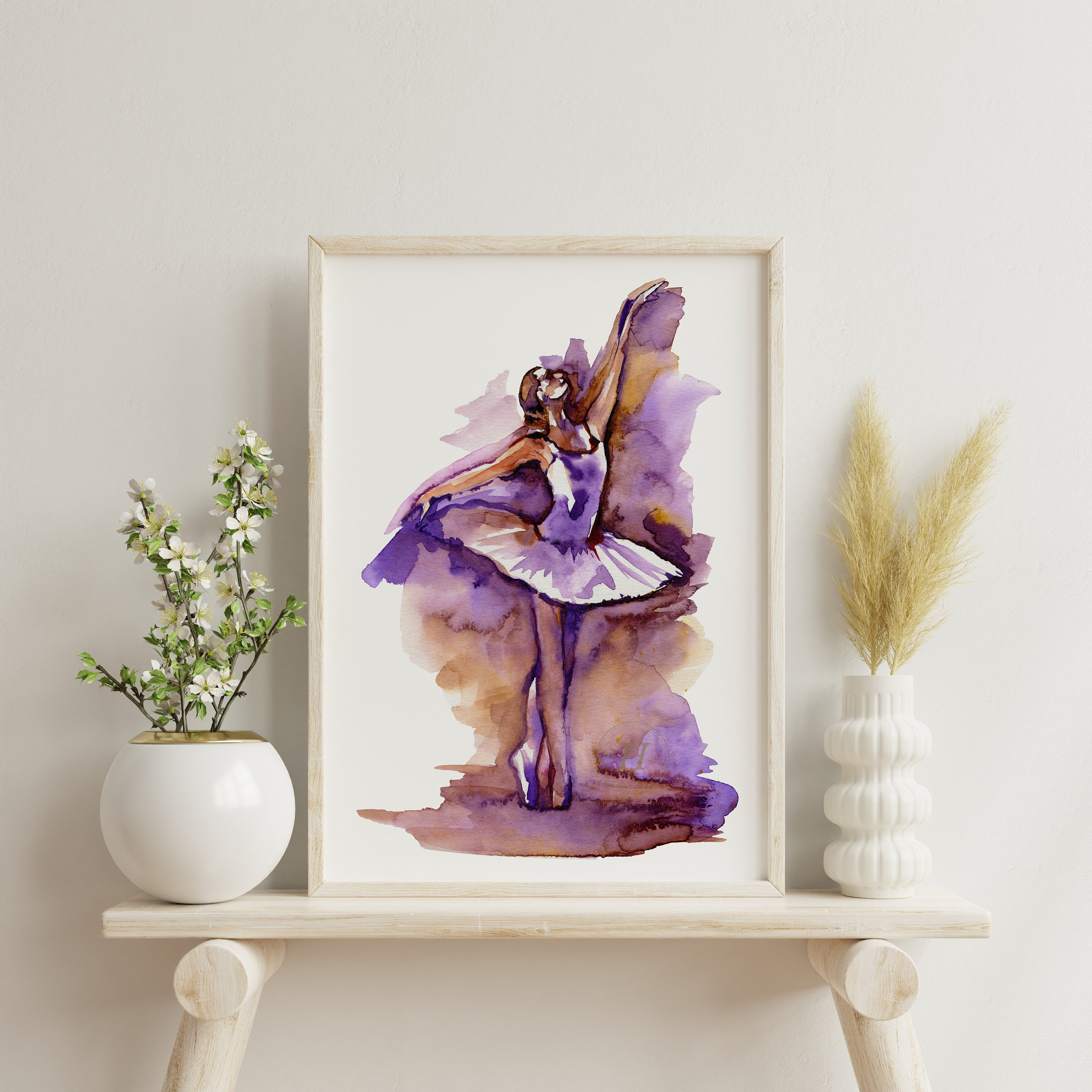 バレリーナの水彩画、バレリーナの絵画、壁アート、女の子の部屋