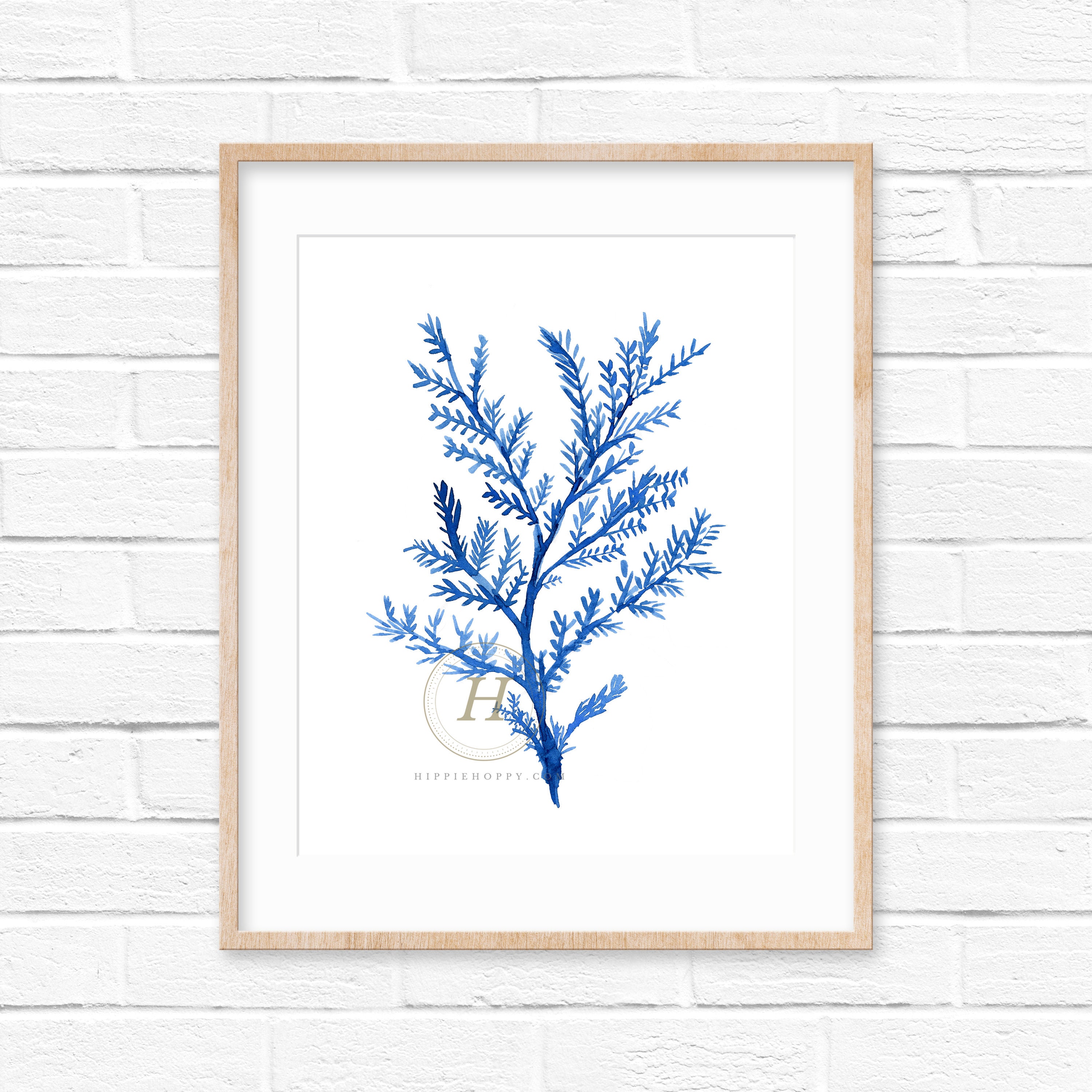 Coastal Wall Art Blue Seaweed Print Watercolor Set of 6 Prints - Etsy