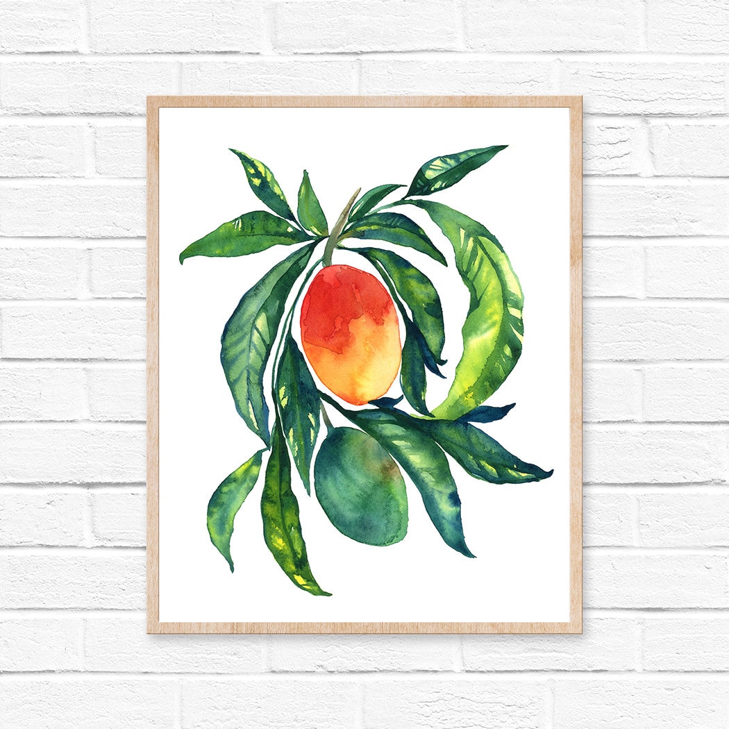 mango watercolor fruit watercolor painting home decor Etsy