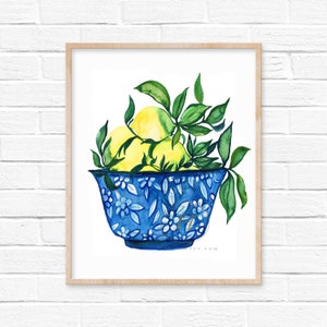 Lemons Watercolor Print by hippiehoppy