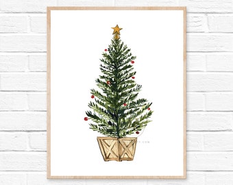 Christmas Tree Watercolor Print