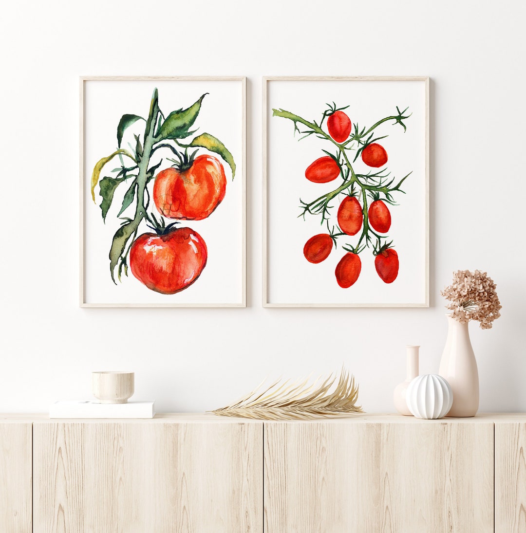 Photo inspiration: Fresh Look at Tomato Watercolor Art Print Set Kitchen Wall Decor