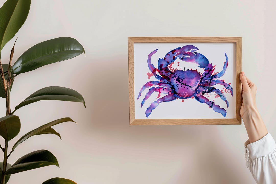 カニの水彩画 手描きの壁アート - Etsy 日本
