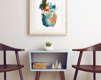 抽象的な錆の水彩画プリント - Etsy 日本