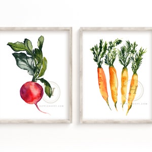 Radish and Carrot Watercolor Prints set of 2