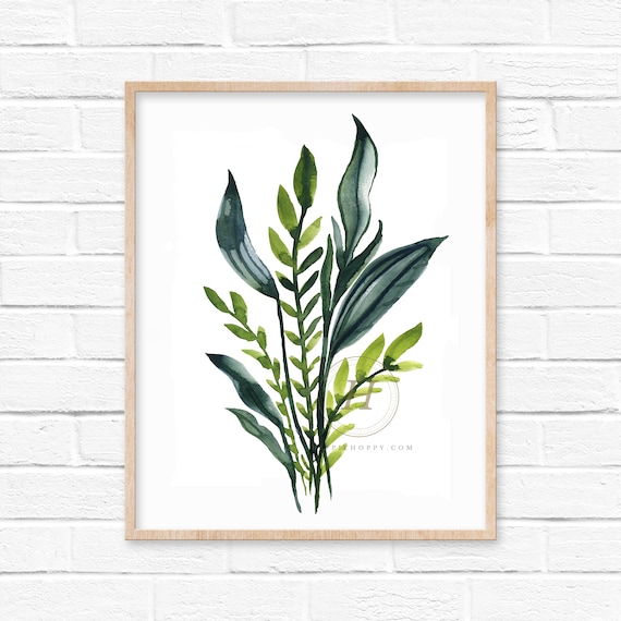Leaves Watercolor Print - Etsy