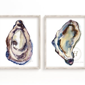 Oysters Watercolor Print set of 2 by HippieHoppy