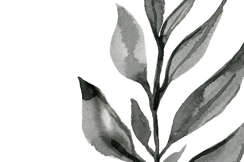 Black and white leaf art print botanical wall art Etsy