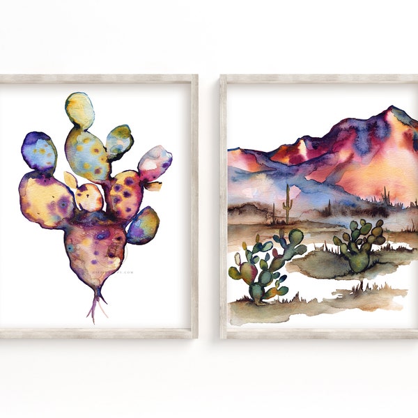 Desert Wall Art, Desert landscape, Wall Art, Set of 2