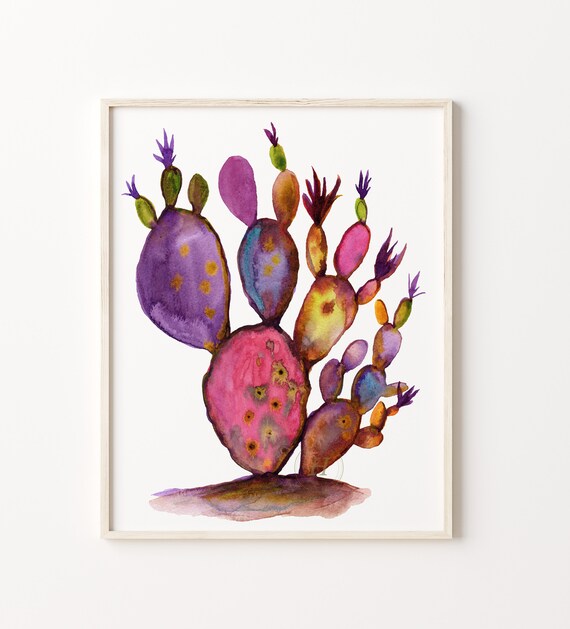 Aquarell Kaktus Print: ""Wste""." - Etsy.de