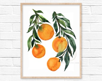 Orange Tree Watercolor Print