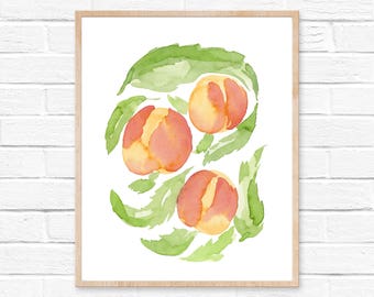 Watercolor Peaches Print