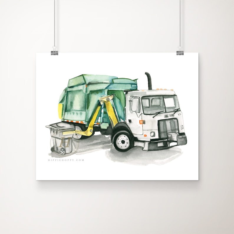 Garbage Truck Side Loader Print Trash Truck Art - Etsy