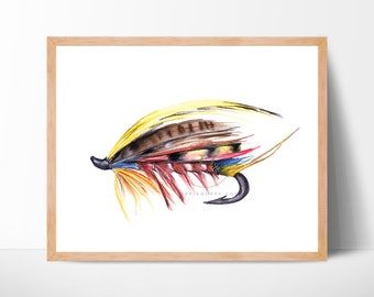 Fly fishing watercolor print