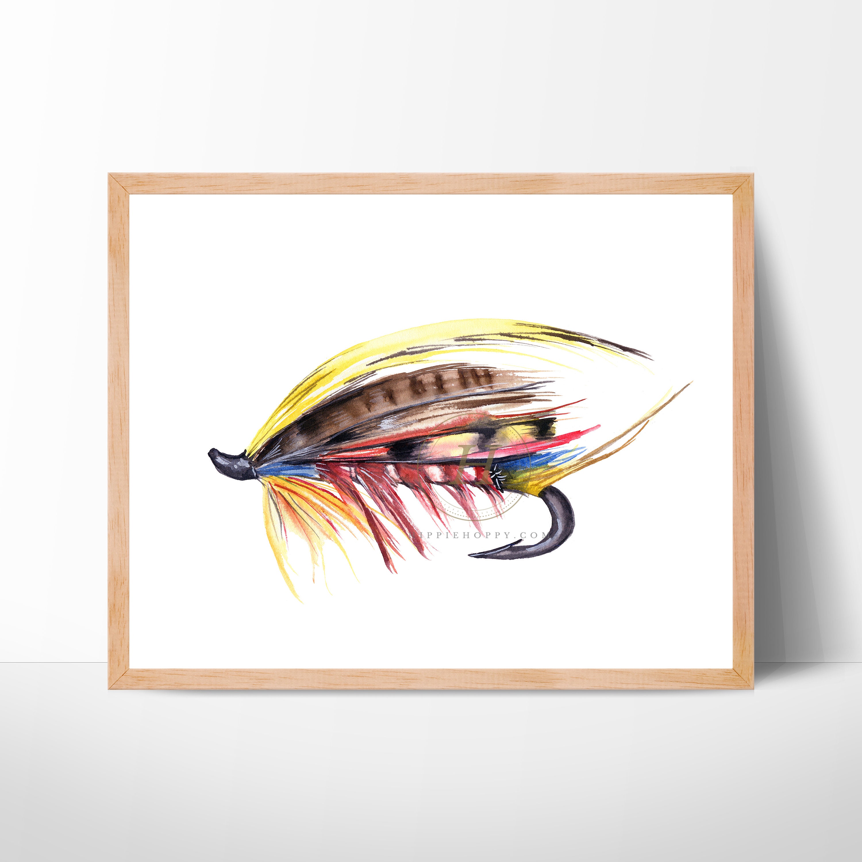 Fly fishing watercolor print