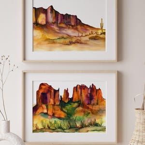 Desert Wall Art Landscape Painting Modern Arizona Decor Southwestern Triptych