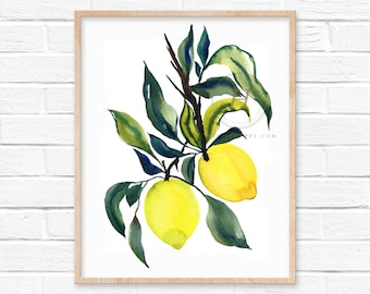 Large Lemon Watercolor Print