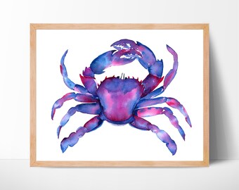 水彩画 巨大カニと都市景観 水彩画 巨大カニと都市景観